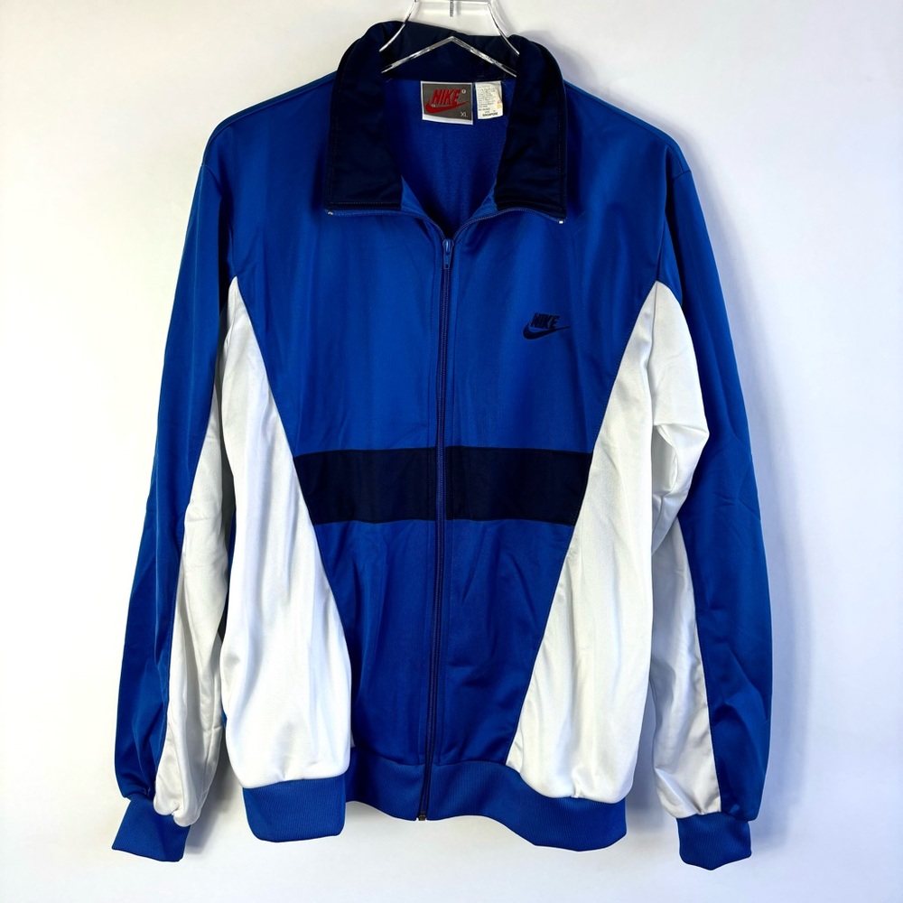 Nike track jacket XL color block retro full zip blue white streetwear athletic